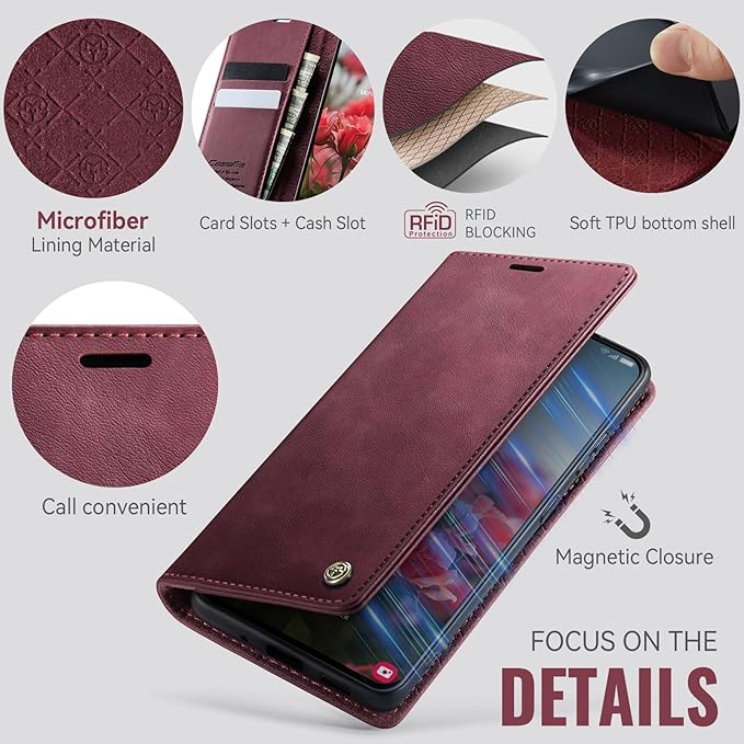 Wallet Case for Samsung Galaxy S21 Plus Leather Wallet Flip Cover with Card Holder, Kickstand, Magnetic Closure, RFID Blocking TPU Shockproof Phone Case Compatible with Galaxy S21 Plus, Red