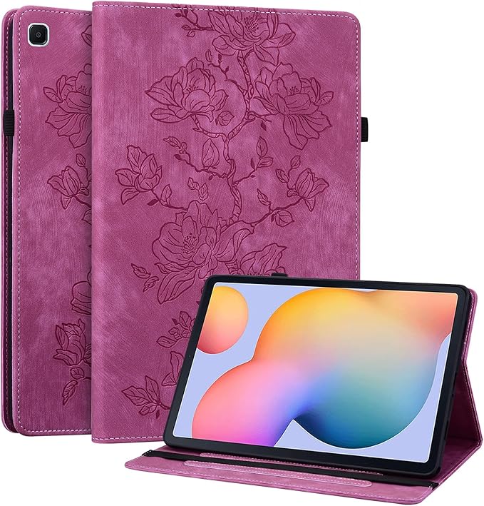 Case for Samsung Galaxy Tab S6 Lite 10.4 Inch 2024/2022/2020, Slim PU Leather Folio Cover with Multi-Angle Stand and Pen Holder, Rose