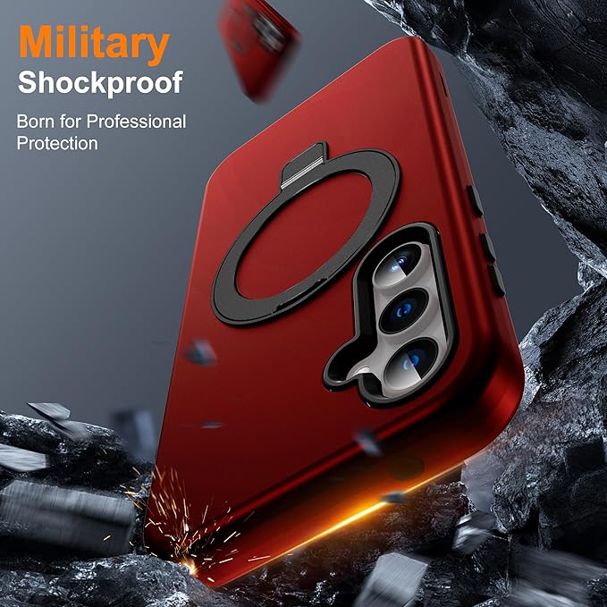 Designed for Samsung Galaxy S23 Plus Case with Magnetic Ring Stand [Compatible with Mag-Safe][Military Grade Drop Protection][Build in Kickstand] Shockproof S23 Plus Phone Case 6.6",Red