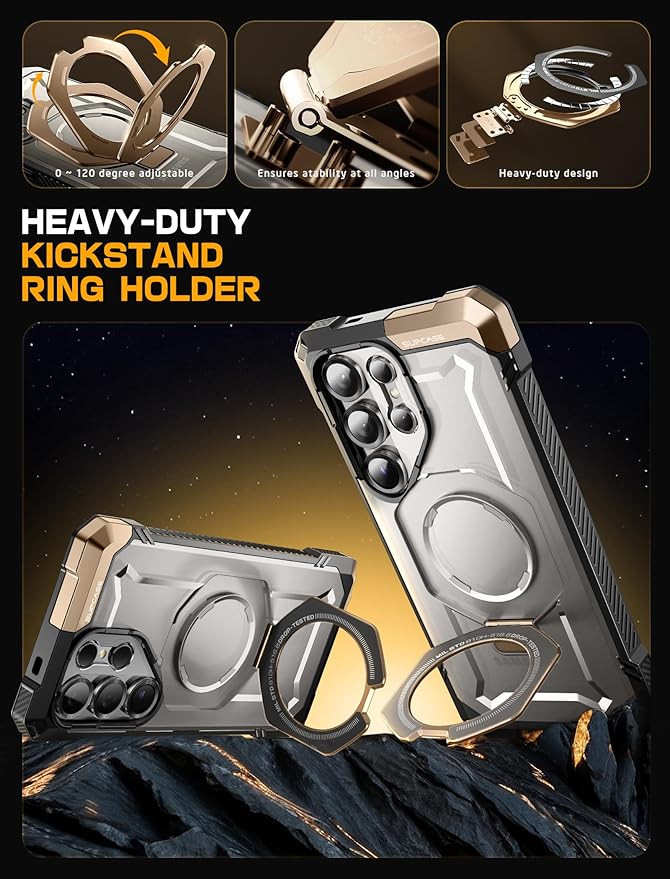 SUPCASE for Samsung Galaxy S25 Ultra Case with Stand (Unicorn Beetle Grip), [S Pen Friendly] [Compatible with MagSafe] [Military-Grade Protection] Magnetic Translucent Back Phone Case, Desert