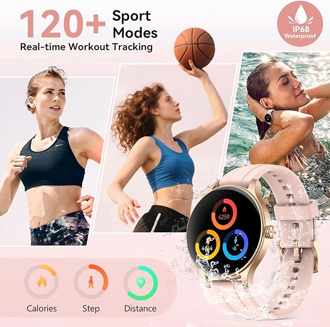 Smart Watches for Women (2 Bands), 40mm Stylish Fitness Watch for Android iPhone with Bluetooth Calls (Make/Answer), AI Voice Command, Heart Rate/SpO2/Sleep Monitor, 7 Days Battery, IP68 Waterproof