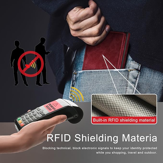 DJDUCK Designed for Samsung Galaxy S25 Ultra Case Wallet with Card Holder, [Magnetic Clasp Cover] [RFID Blocking Leather Protection] Shockproof Women Men Cases for Samsung S25 Ultra Red