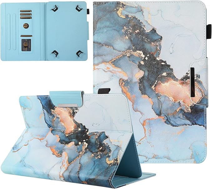 JZCreater 10 Inch Tablet Case, Universal 10 10.1 Inch Android Tablet Cover, Multi-Angle Viewing Stand Case for 9.5-10.5 Inch Tablet, Ink Marble