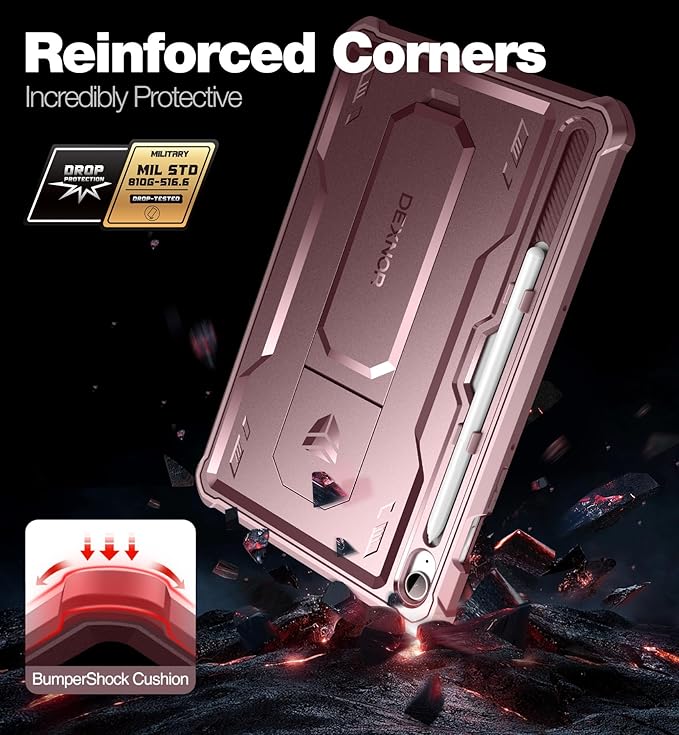 Dexnor Case for Samsung Galaxy Tab S10 Lite /S10 FE/S9 FE 10.9 Inch(2025/2023), [Built in Screen Protector & Kickstand] with Pen Holder Heavy Duty Full Body Cover for S9 FE 5G Tablet Case -Pink