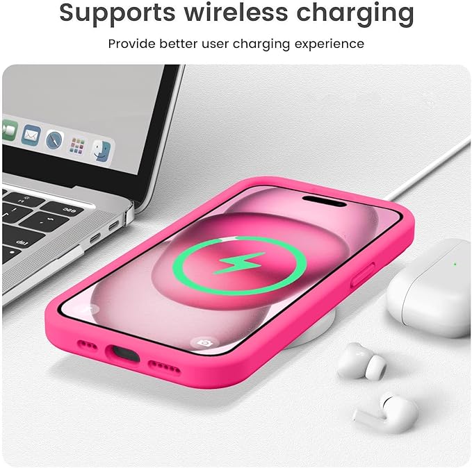 Vooii Compatible with iPhone 15 Plus Case, Upgrade Liquid Silicone [Enhanced Camera Protection] [Soft Anti-Scratch Microfiber Lining] Shockproof Phone Case for iPhone 15 Plus 6.7 inch - Hot Pink