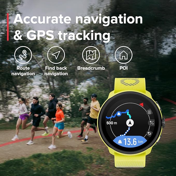 SUUNTO Run Sports Watch, 1.32" AMOLED Touchscreen w/Crown Button, 12D Battery Life, Dualband Accurate GPS, Running Wrist Heart-Rate & Sleep Health Tracking, 35g Lightweight & 4GB Offline Music, Lime