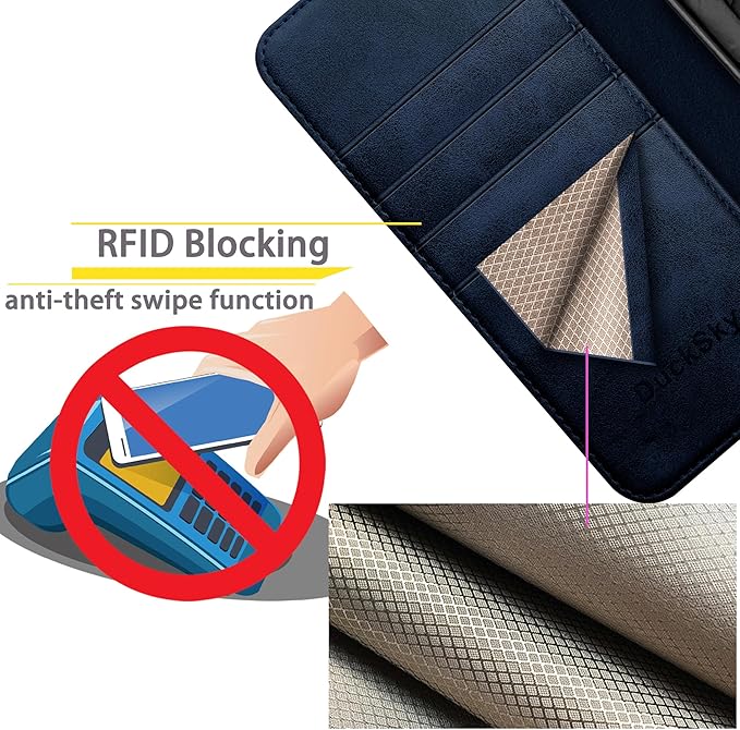 Compatible with Samsung Galaxy S25 Ultra Genuine Leather Wallet case【RFID Blocking】【4 Credit Card Holder】【Real Leather】 Flip Folio Book Phone case Cover Women Men for S25 Ultra case Dark Blue