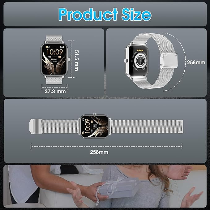 Smart Watch for Men Women(Answer/Dial Calls) 1.83" HD Fitness Step Tracker Watch with Heart Rate, Sleep & Stress,IP68 Waterproof/120+ Sports Modes for IOS/Android, Silver Metal/2 Watchs Bands