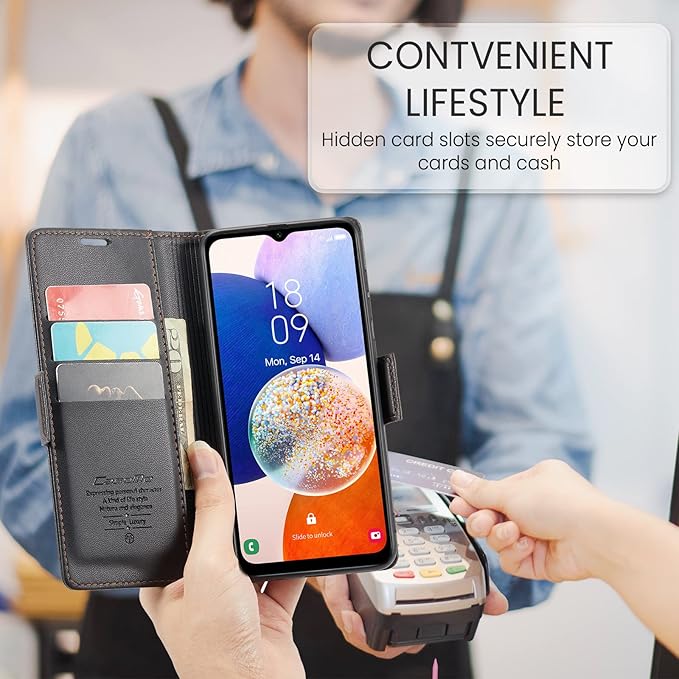 for Samsung Galaxy A14 4G/5G Case, Premium PU Leather Wallet Case Flip Cover with [RFID Blocking][Card Holder][Stand Function] Shockproof Protective for Samsung Galaxy A14, Black