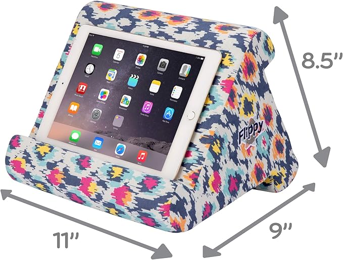 Flippy Tablet Pillow Stand and Holder for Lap, Desk and Bed, Multi-Angle with Storage, Compatible with Kindle, Fire, Samsung Galaxy, iPhone 13 pro, 12