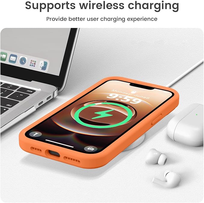 Vooii Compatible with iPhone 16e Case, Liquid Silicone Upgrade [Camera Protection] [Soft Anti-Scratch Microfiber Lining] Shockproof Phone Case for iPhone 16e 6.1 inch - Bright Orange