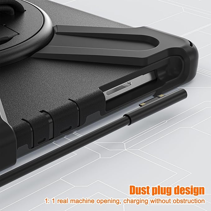 ZenRich Rugged Case for Surface Go 4 (2023)/Surface Go 3 (2021)/ Surface Go 2 (2020), Surface Go (2018) with Pen Holder Heavy Duty Shockproof Case with 360° Rotating Kickstand, Hand & Shoulder Strap