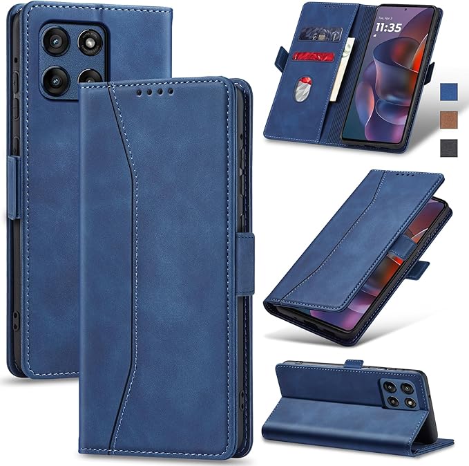 Jasonyu Flip Wallet Case for Moto G Stylus 5G (2025),Leather Magnetic Folio Cover with Card Holder,Kickstand - TPU Shockproof Durable Protective Phone Case,Blue