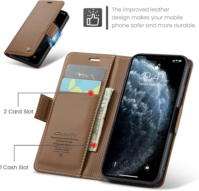 for iPhone 11 Pro Case, Premium PU Leather Wallet Case Flip Cover with [RFID Blocking][Card Holder][Stand Function] Shockproof Protective for iPhone 11 Pro 5.8", Brown