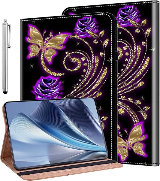 ALILANG Case for Samsung Galaxy Tab A9 Plus 11 Inch Case 2023 with Stylus, Shockproof Folding Stand Cover for Samsung Tab A9+ (SM-X210/X216/X218) Tablet Cases -Purple Butterfly