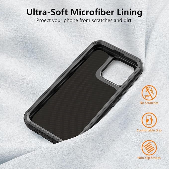 for iPhone 13 Pro Max & 12 Pro Max Case with Belt Clip Holster, Anti-Shock, Anti-Slip, Compatible with MagSafe, 3-Layer Drop Protection, Heavy Duty Magnetic Phone Case Cover, 6.7", Black