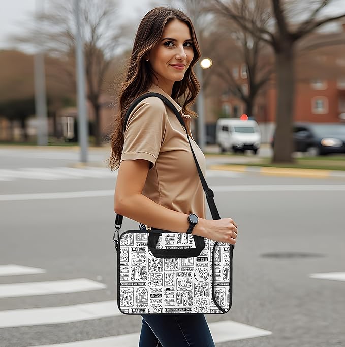 RICHEN 14 15 15.4 15.6 inch Laptop Shoulder Bag Messenger Bag Notebook Handle Sleeve Neoprene Carrying Case with Accessories Pocket (14-15.6 inch, Animal Cartoon)