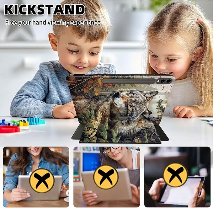 Case for Samsung Galaxy Tab S10 Ultra/Tab S9 Ultra 14.6-Inch, 360 Degree Rotating Folio Stand Smart Cover for Galaxy Tab S10 Ultra/ S9 Ultra 14.6'', Auto Sleep/Wake, Wolf 3