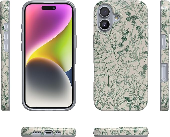 Casely iPhone 17 Case | Sage Garden | Green Floral | Compatible with MagSafe | Classic Ultra Slim Design