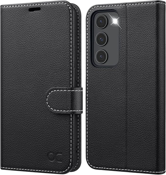 OCASE Compatible with Galaxy S23 5G Wallet Case, PU Leather Flip Folio Case with Card Holders RFID Blocking Kickstand [Shockproof TPU Inner Shell] Phone Cover 6.1 Inch (2023)-Litchi Black