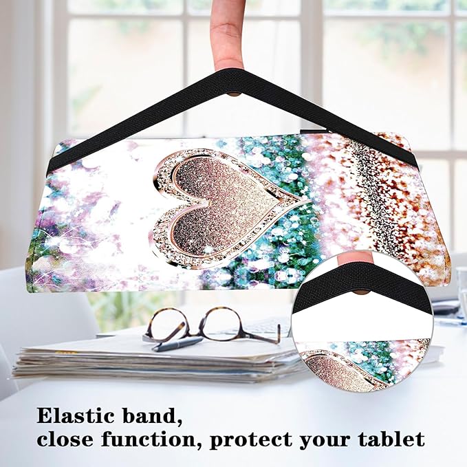 Case for Lenovo Tab M9 Cover 9.0 inch (TB-310FU,2023 Released), Premium PU Leather Flip Stand Case with Elastic Band/Card Slots/Pen Holder for Lenovo Tab M9 Tablet - Diamond Peach