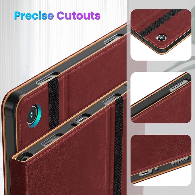 DTTO for Samsung Galaxy Tab A9 Plus 11 inch Case 2023, Premium Leather Business Folio Stand Cover with Hand Strap for Galaxy Tab A9+ 11'' 2023 Model (SM-X210/X216/X218) - Auto Wake/Sleep, Burgundy Red