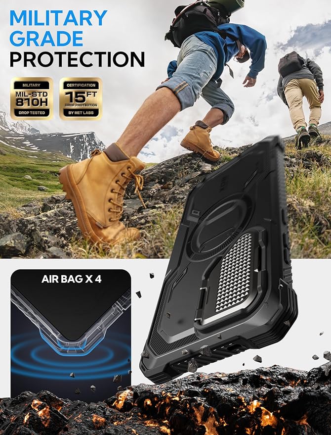 i-Blason Armorbox for Samsung Galaxy S25 Ultra Case MagSafe with Camera Cover Stand [Military Protection] Full-Body Heavy Duty Magnetic Phone Case with Screen Protector for S25 Ultra 6.9 inch, Black