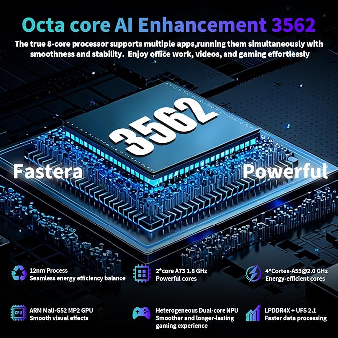 2025 Android 15 Tablet with Keyboard, 26GB(6+20)RAM+256 Storage(Expand to 2TB), 8000mAh Battery, Widevine L1, 10 Inch 2-in-1 Tablets with 5G/2.4G WiFi, BT5.0, GMS Certified, Mouse, Case, Stylus(Green)