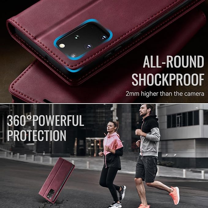 Wallet Case for Samsung Galaxy S20 Plus Leather Wallet Flip Cover with Card Holder, Kickstand, Magnetic Closure, RFID Blocking TPU Shockproof Phone Case Compatible with Galaxy S20 Plus, Red