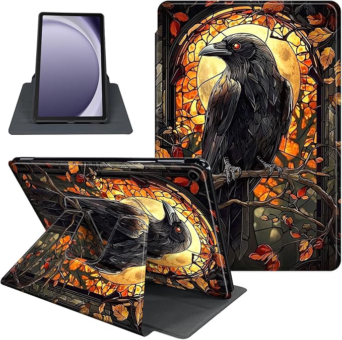 Case for Samsung Galaxy Tab A9+/A9 Plus 11 Inch 2023 Tablet Case, 360 Degree Rotating Folio Stand Smart Cover for Galaxy Tab A9+ Tablet SM-X210/X216/X218, Auto Sleep/Wake, Elegant Raven