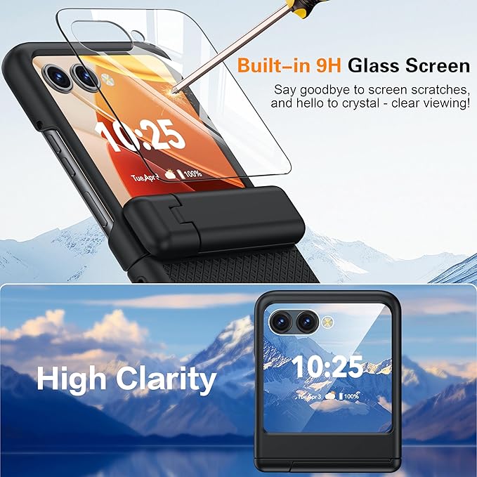 Oterkin Magnetic for Samsung Galaxy Z Flip 7 Case with [Built-in Screen Protector & Hinge Protection][Foldable Invisiable Stand] Military Grade Shockproof Full Body Protection Case for Galaxy Z Flip 7