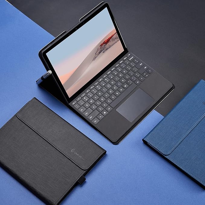 Omnpak Protective Case for Surface Go 4 2023/Go 3 2021/Go 2 2020/Go 2018 with Stylus Holder, Multiple Angle Slim Lightweight Cover, Compatible with Type Cover Keyboard（Keyboard Not Included）