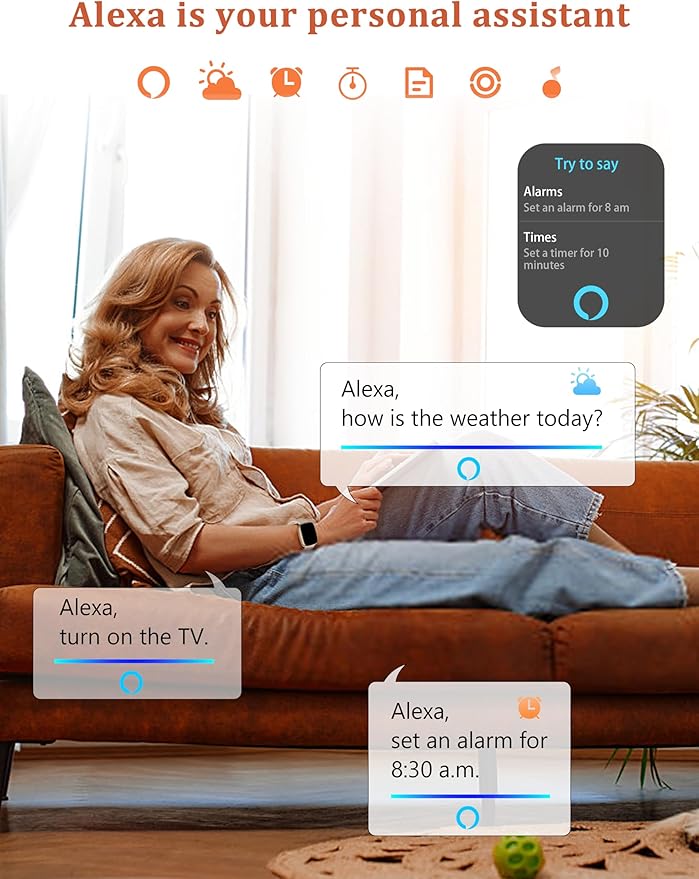 Smart Watch, Alexa Built-in, Answer/Make Calls 44mm Smartwatch Women Men, 1.83" Sports Watch IP68 Waterproof, Heart Rate SpO2 Sleep Stress Monitor, Step Counter Watch for Android & iOS Phone