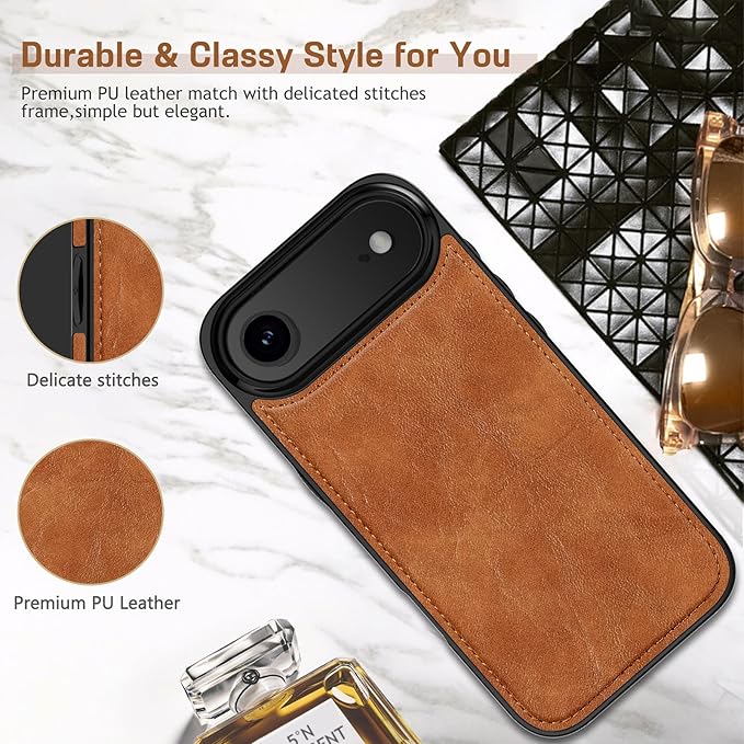 LOHASIC for iPhone 17 Air Leather Case, Slim Business PU Classic Elegant Style Soft Non-Slip Grip Shockproof Rugged Protective Cover Phone Case for iPhone17 Air 6.5" 2025 - Sand Dune