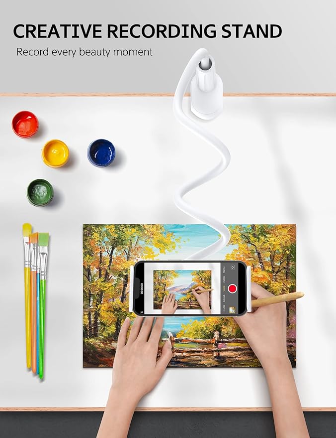 SHAWE Gooseneck Tablet Holder Phone Stand, Flexible Tablet Mount for Bed, 360 Adjustable Lazy Arm Holder Clamp Mount for iPad Air Pro Mini, Samsung Galaxy Tabs, iPhone, Switch, 4.0~10.5" (White)