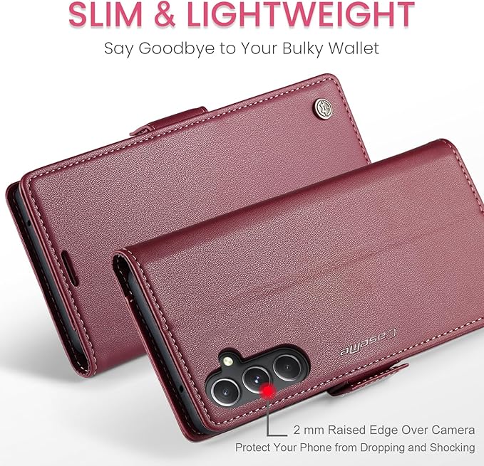 SINIANL Samsung Galaxy S24 Plus Wallet Case with RFID Blocking, Case Wallet for Women & Men with Card Holder Magnetic Clasp Kickstand Leather Book Folio Case for Galaxy S24 Plus Red