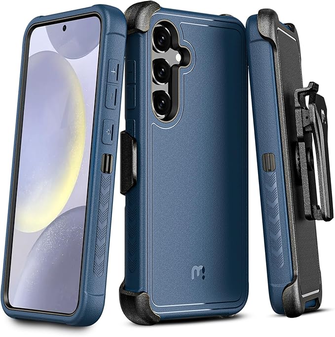 M MYBAT PRO Maverick Series for Samsung Galaxy S24 Plus Case with Belt Clip Holster, 6.7 inch, Heavy Duty Military Grade Drop Protective Case with 360° Rotating Stand (No Screen Protector) Blue