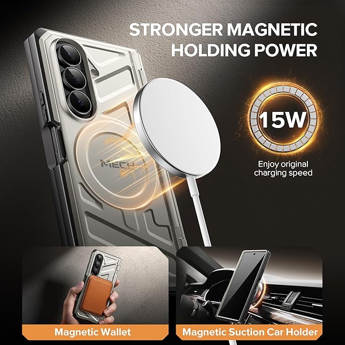 TONGATE for Galaxy Z Fold 7 Case with Privacy Screen Protector, [Compatible with MagSafe][Anti Spy] Shockproof Phone Case, Built-in Stand & Belt Clip & Hinge Cover for Samsung Z Fold 7 2025 8", Tigray