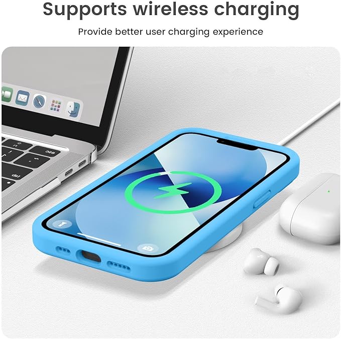 Vooii Compatible with iPhone 13 Case, Liquid Silicone Upgrade [Camera Protection] [Soft Anti-Scratch Microfiber Lining] Shockproof Phone Case for iPhone 13 6.1 inch - Blue