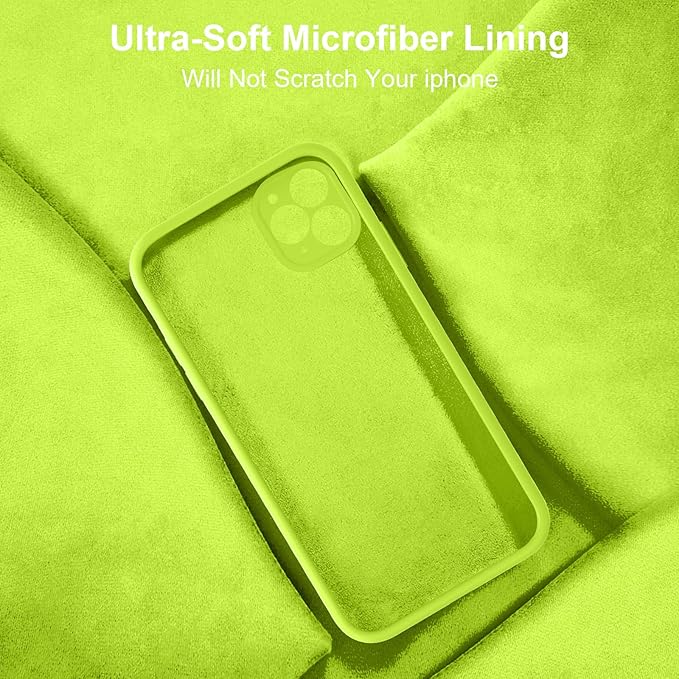 Vooii Compatible with iPhone 11 Pro Case, Upgraded Liquid Silicone with [Flat Edges][Camera Protection][Soft Anti-Scratch Microfiber Lining] Phone Case for iPhone 11 Pro 5.8 inch - Fluorescent Green