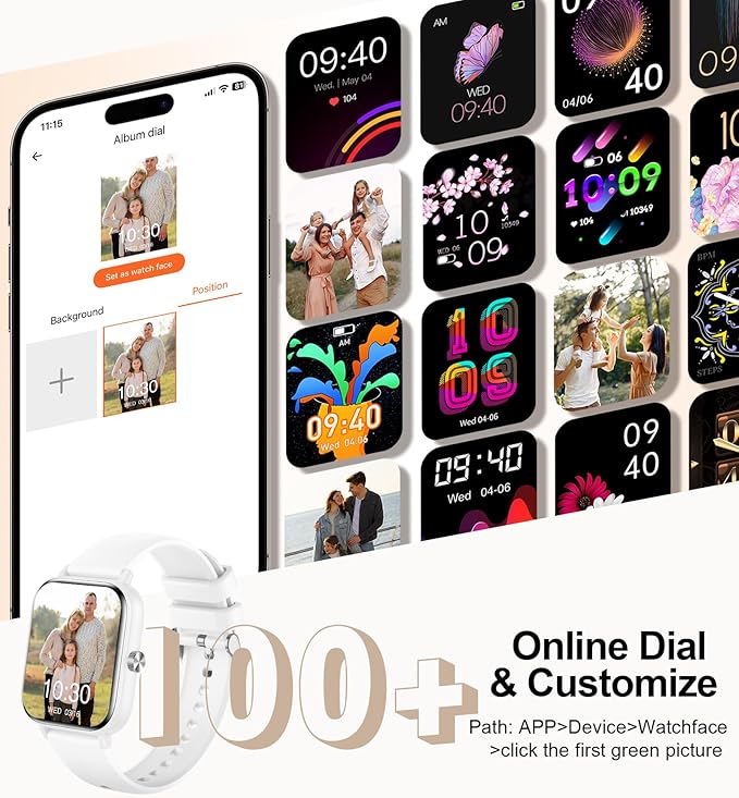 Smart Watch for Women with Bluetooth Call/Read Messages, 1.83" Activity Trackers with 100+ Sports Modes, Step Counter, Heart Rate Monitor, Sleep Tracker, Smartwatch Compatible Android iOS, White