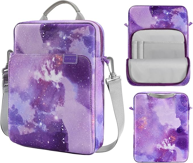 MoKo 13.3-14 Inch Laptop Sleeve Bag Fits MacBook Pro M3/M2 14" 2023,MacBook Pro 13" M2,New MacBook Air 13.6" M3/M2 2024,Tab S8 Ultra 14.6",Handle Carrying Case with Shoulder Strap,Purple Starry Sky