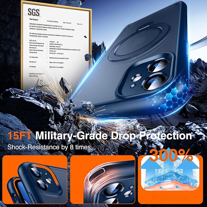 360° O-Ring MagStander for iPhone 11 Case with Magnetic Kickstand Ring Holder [Compatible with MagSafe][360°Rotate Stand Ring][Military Shockproof] Magnet iPhone 11 Phone Cover Matte Blue