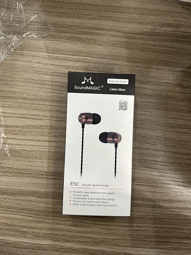 SoundMAGIC E50 Wired Earbuds No Microphone in Ear Monitor HiFi Earphones Noise Isolating Headphones Comfortable Fit Black Gold