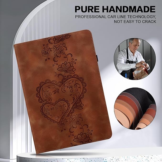 Case for Lenovo Tab M11/Tab K11 LTE 11" 2024 TB330FU Multi Angle Flip PU Leather Shockproof Case with Pencil Holder/Card Slots, Brown