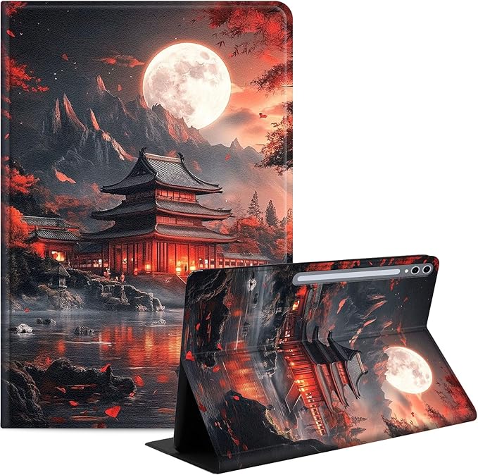 Case for Samsung Galaxy Tab S10 Plus/ S9 FE Plus/ S9 Plus 5G Tablet 12.4'', Slim PU Leather Stand Cover with Auto Wake/Sleep, Multi-Angle Viewing & Shockproof, Ancient Buildings
