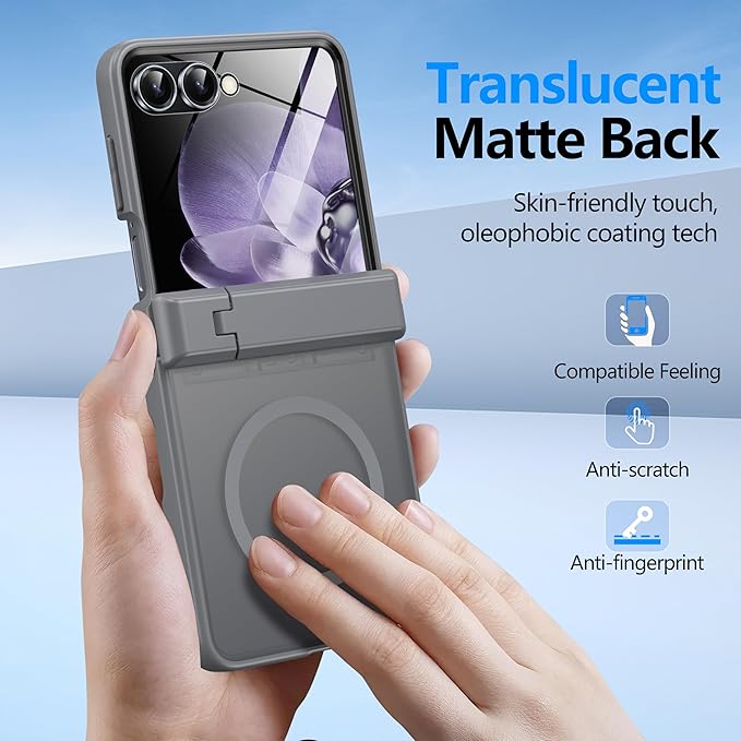 for Samsung Galaxy Z Flip 7 Case Compatible with Magsafe [Hinge Protection＆ Kickstand][Built-in Front Screen Protector] 15FT Military Shockproof Full Body Phone Case for Galaxy Z Flip 7 (Gray)