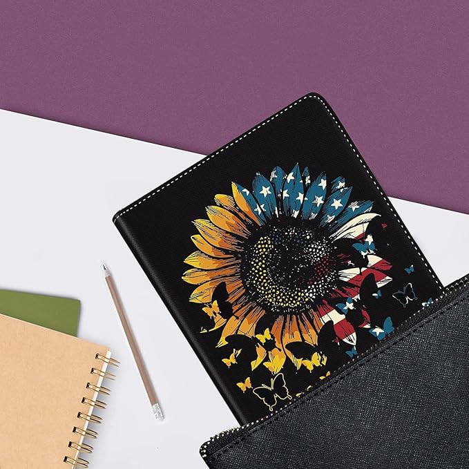 Case for Samsung Galaxy Tab A9 Plus 11 inch 2023，Slim Fit Foldable Standing Cover Case with Auto Sleep/Wake for Galaxy Tab A9+ 11’2023 (SM-X210/X216/X218)，USA Flag Sunflower Butterfly