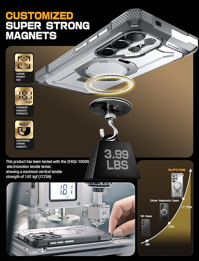 SUPCASE for Samsung Galaxy S25 Ultra Case with Stand (Unicorn Beetle Grip), [S Pen Friendly] [Compatible with MagSafe] [Military-Grade Protection] Magnetic Phone Case for S25 Ultra 6.9 Inch, White