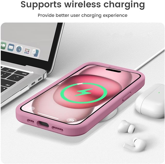 Vooii Compatible with iPhone 15 Case, Upgrade Defender Liquid Silicone, [Enhanced Camera Protection][Soft Anti-Scratch Microfiber Lining] Shockproof Phone Case for iPhone 15 6.1 inch - Lavender Purple